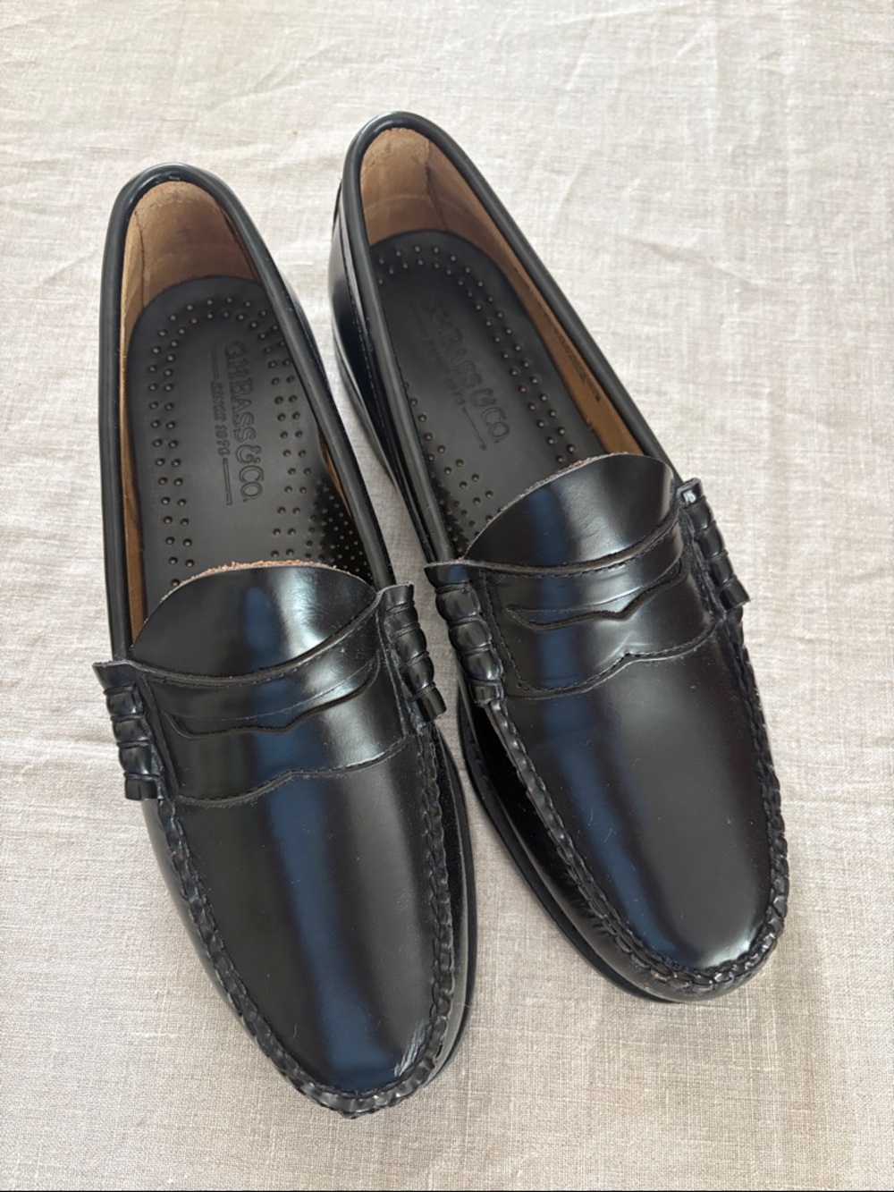 G.H. Bass & Co. Weejuns Black Leather Penny Loafers for Men Size 8
